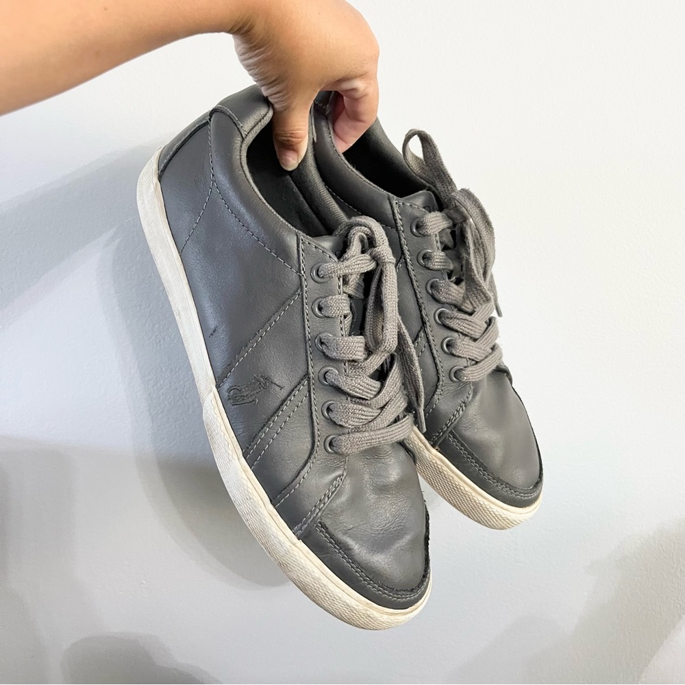 Polo Ralph Lauren Gray Leather Hugh Sneakers Read Notes 10